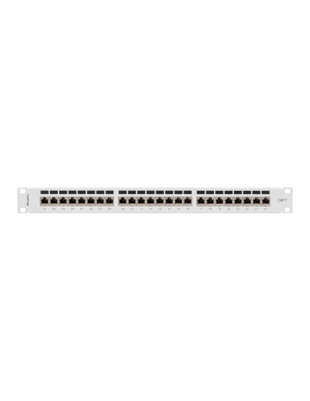 Patch panel 24-portowy 1U 19" Kat.7 FTP, ekranowany, z organizerem kablowym, szary | Osprzęt sieciowy | ODEL.PL