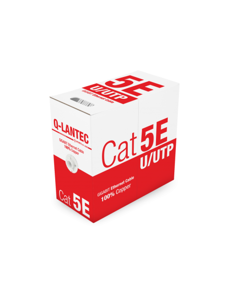 Kabel U/UTP kat.5e, sieciowy, skrętka, PVC, Eca 4PR, 1Gb/s, gwarancja 10 lat, szary, Q-LANTEC 305m