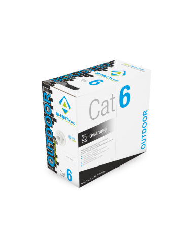 Kabel U/UTP kat.6, teleinformatyczny, PE zewnętrzny suchy, Fca 4x2x23 AWG, 1Gb/s (10Gb/s do 55m), czarny, 305m - ALANTEC