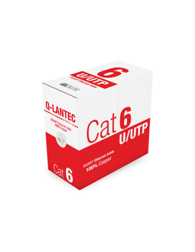 Kabel U/UTP kat.6, sieciowy, skrętka, PVC, Eca 4PR, 1Gb/s (10Gb/s do 55m), gwarancja 10 lat, szary, 305m - Q-LANTEC
