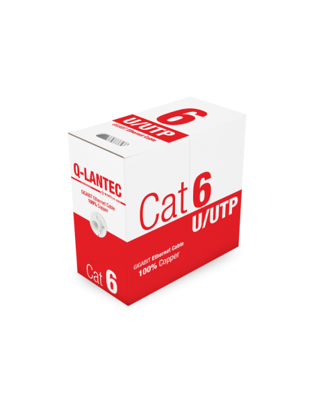 Kabel U/UTP kat.6, sieciowy, skrętka, PVC, Eca 4PR, 1Gb/s (10Gb/s do 55m), gwarancja 10 lat, szary, 305m - Q-LANTEC