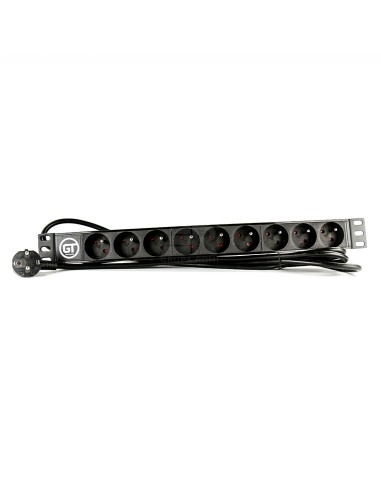 GT Networks Listwa zasilająca PDU 19” 1U; 1F; 16A; 9 x CEE 7/5 (PL/FR); przewód 3m; wtyk CEE 7/7 (UNISCHUKO); czarna