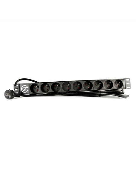 GT Networks Listwa zasilająca PDU 19” 1U; 1F; 16A; 9 x CEE 7/5 (PL/FR); przewód 3m; wtyk CEE 7/7 (UNISCHUKO); czarna