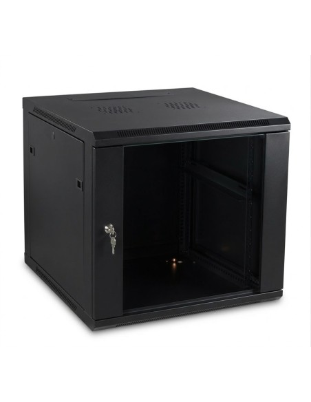 GT Networks Szafa 19” StandardLINE wisząca 12U 600/450mm (drzwi blacha-szkło; boki demontowalne) czarna
