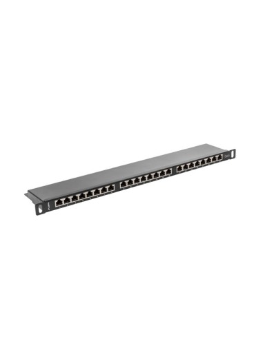 Patch panel ekranowany 24-portowy 0.5U Kat.6 FTP szary | Osprzęt sieciowy | ODEL.PL